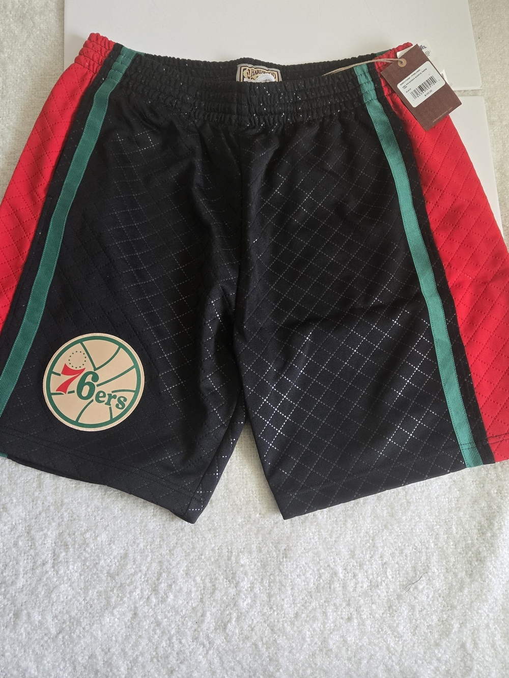 NEW MITCHELL & NESS NBA PHILADELPHIA 76ERS BLACK 96-97 SWINGMAN SHORTS XL NWT!